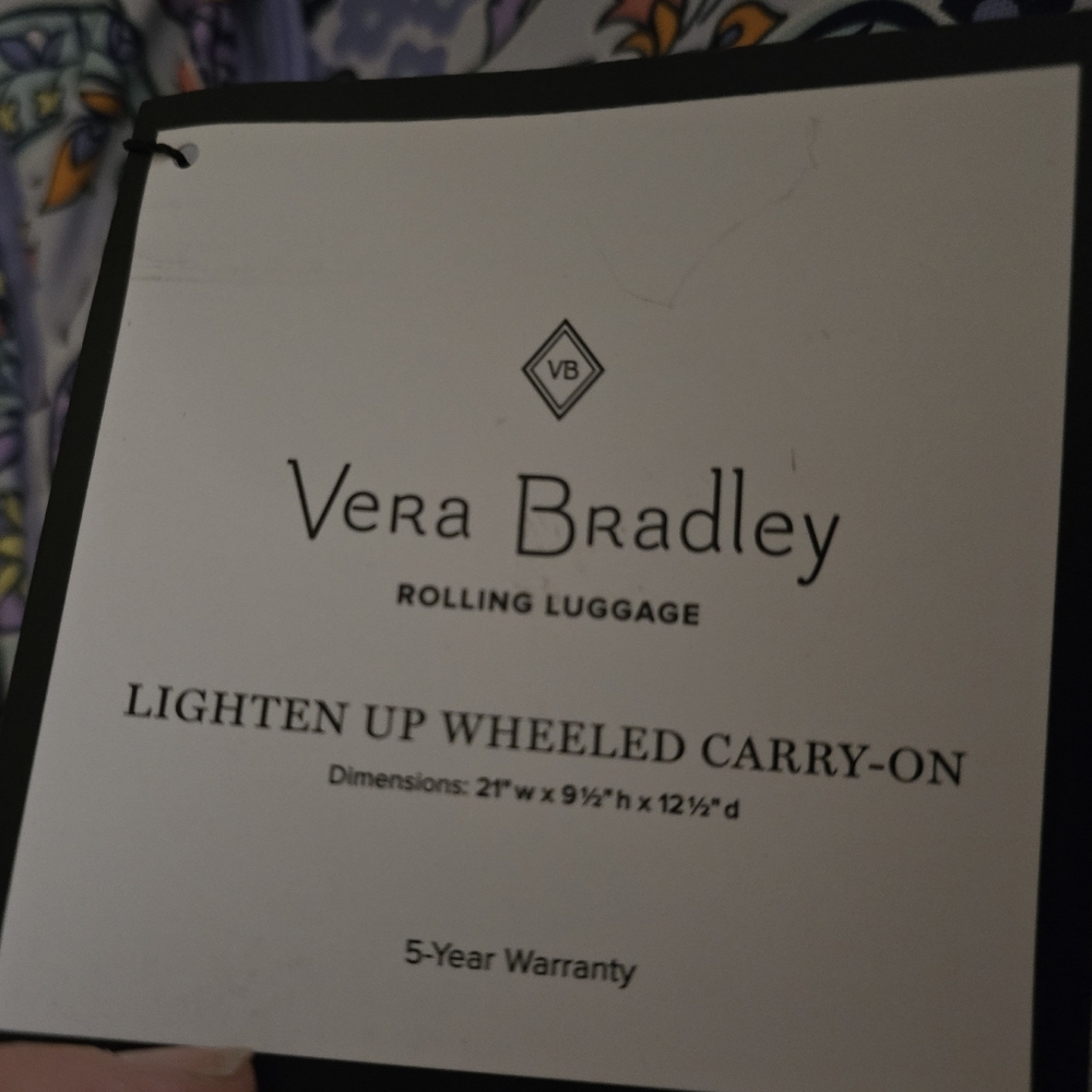Vera Bradley Maddalena Rolling Lighten Up Wheeled Carry On Travel Bag NWT - Picture 8 of 8